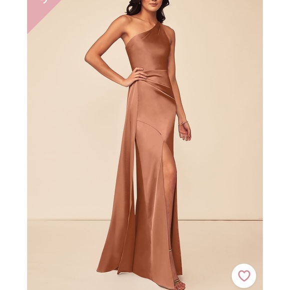 Azazie Maron Stretch Satin Dress English Rose NWT - Picture 3 of 8